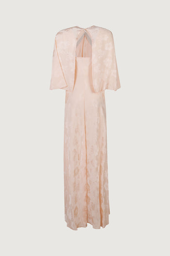 Fluid bouquet jacquarde dress with cape - 2