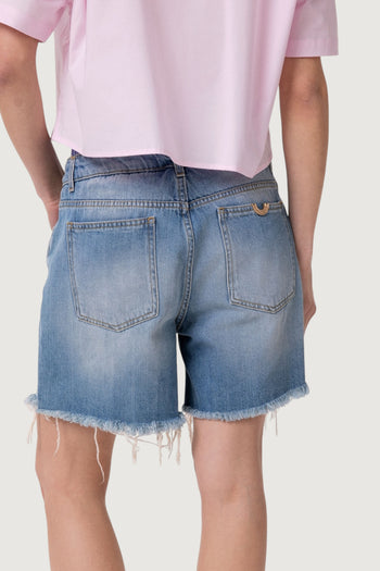GAELLE-GAABW09515 BL01-SHORT IN DENIM CON DOPPIA VITA IN POPELINE RIGATO