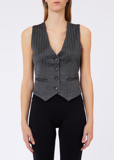 LIU JO BLUE DENIM-UF6118D0266 87457-GILET MIX FABRICS