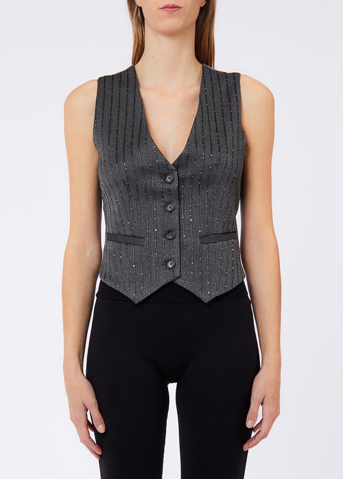 LIU JO BLUE DENIM-UF6118D0266 87457-GILET MIX FABRICS