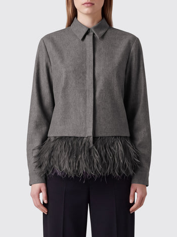 FABIANA FILIPPI-CAD226F312M415 8131-CAMICIA BOXY IN FLANELLA CON PIUME AL FONDO