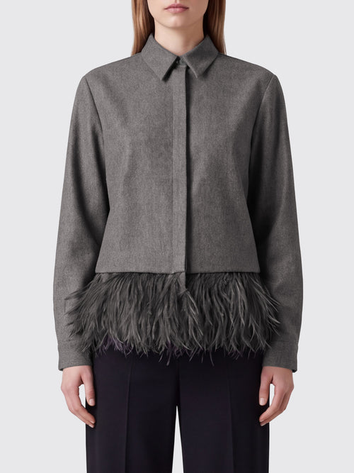FABIANA FILIPPI-CAD226F312M415 8131-CAMICIA BOXY IN FLANELLA CON PIUME AL FONDO