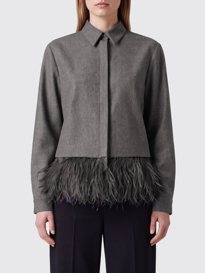 FABIANA FILIPPI-CAD226F312M415 8131-CAMICIA BOXY IN FLANELLA CON PIUME AL FONDO