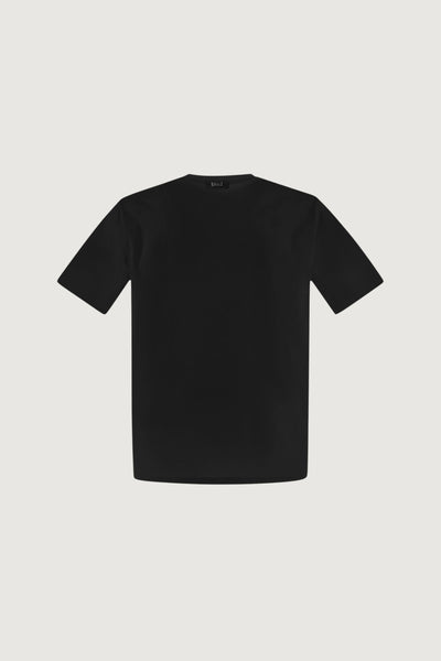 Quattro Stagioni black stretch cotton jersey t-shirt with crew neck and short sleeves.