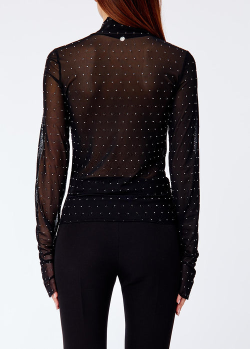 LIU JO COLLECTION-CF6213J4966 Q9822-TSHIRT MODA M/L ALLOVER STRASS
