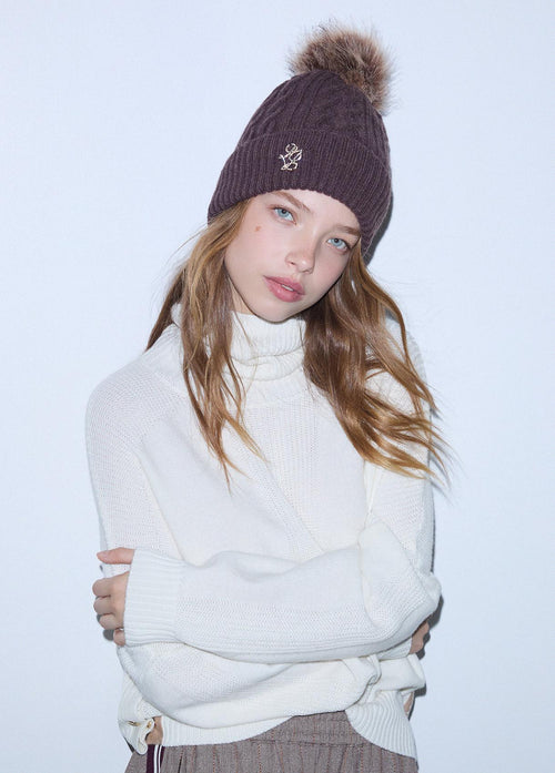 LIUJO ACCESSORI-2F6008MA33S 00533-BEANIE TRECCE PONPON