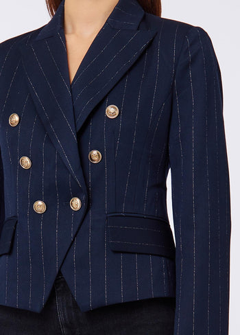 LIU JO WHITE-WF6249T731A L9173-BLAZER DOPPIO PETTO GESSATO