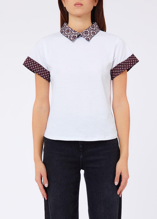 LIU JO WHITE-WF6157J6308 L9339-T-SHIRT POLO STAMPA E RICAMO