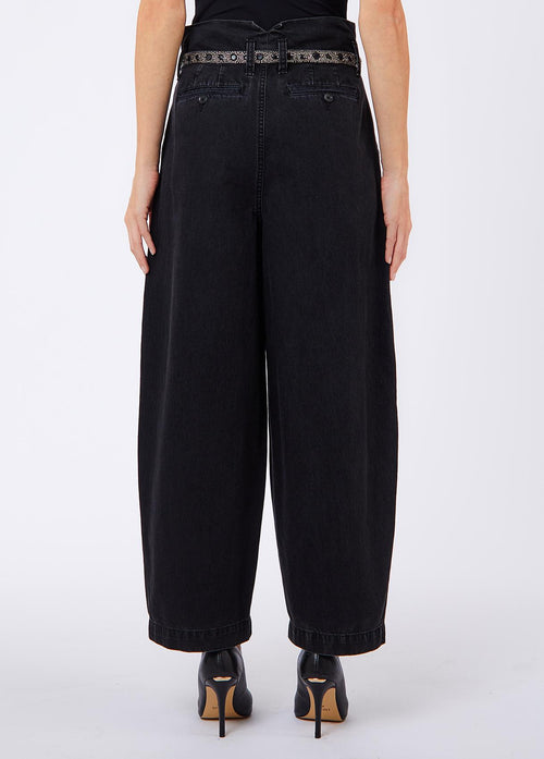 LIU JO BLUE DENIM-UF6202D0372 87520-PANT.BALLOON EMBROID H.W.