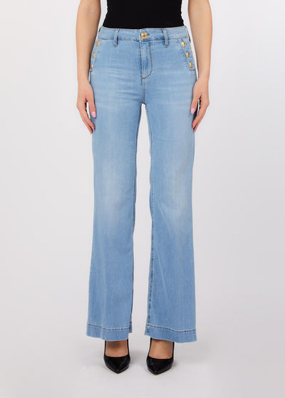 LIU JO BLUE DENIM-UA6162D0275 78987-B. UP FLARE BUTTON H.W.