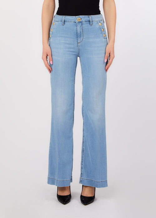 LIU JO BLUE DENIM-UA6162D0275 78987-B. UP FLARE BUTTON H.W.