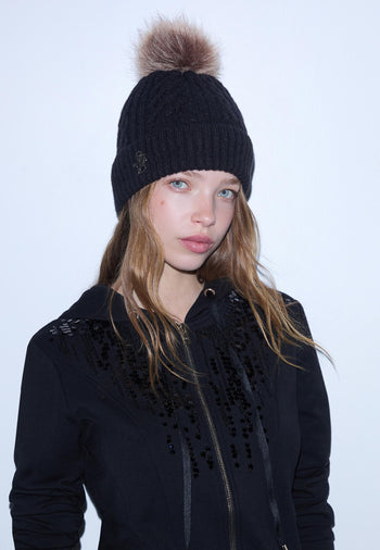 LIUJO ACCESSORI-2F6008MA33S 22222-BEANIE TRECCE PONPON