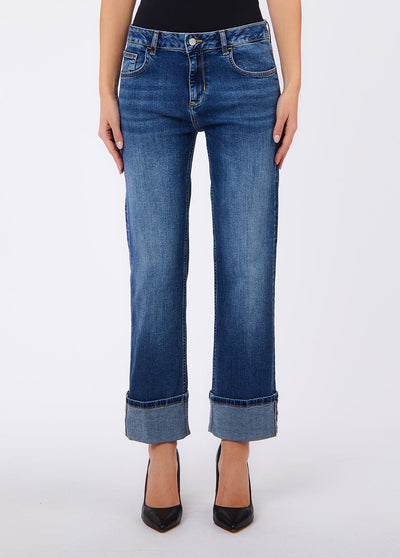 LIU JO BLUE DENIM-UF6225D0360 79126-PANT.NEW STRAIGHT REG.W.