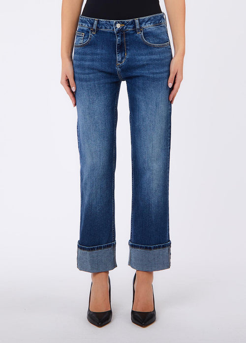 LIU JO BLUE DENIM-UF6225D0360 79126-PANT.NEW STRAIGHT REG.W.