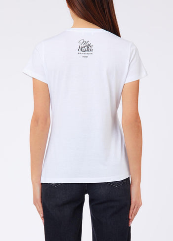 LIU JO WHITE-WF6407JS923 L9434-ECS T-SHIRT SKINNY FIT M/C