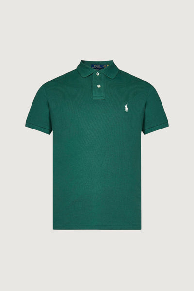 Quattro Stagioni slim-fit green piqué polo shirt with white embroidered logo.