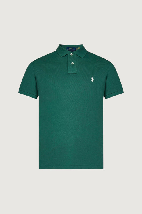 Quattro Stagioni slim-fit green piqué polo shirt with white embroidered logo.
