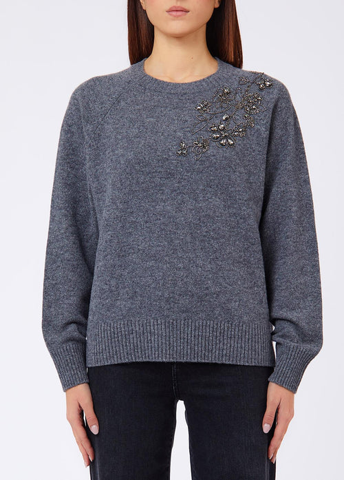 LIU JO WHITE-WF6371MS009 L9526-ECS MAGLIA CHIUSA M/L RICAMO