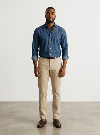 Quattro Stagioni Antoine camicia: blue lyocell long-sleeve shirt with button-front and French collar.