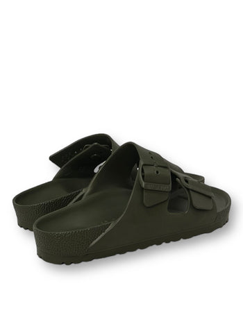Quattro Stagioni Arizona EVA sandals in olive green, featuring two adjustable buckle straps and a textured sole.
