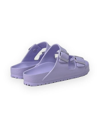 Quattro Stagioni Arizona EVA purple rubber sandals with adjustable buckle straps and contoured footbed. Narrow fit.