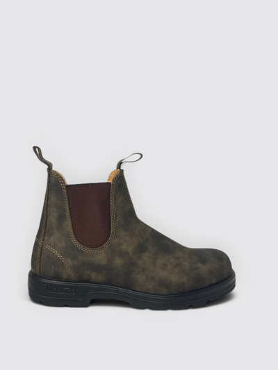 Quattro Stagioni Blundstone 585 rustic brown leather Chelsea boot with elastic side panels and durable black sole